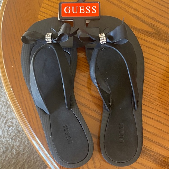 GUESS Black Sandals Tutu with Rhinestone Bow - Picture 1 of 5